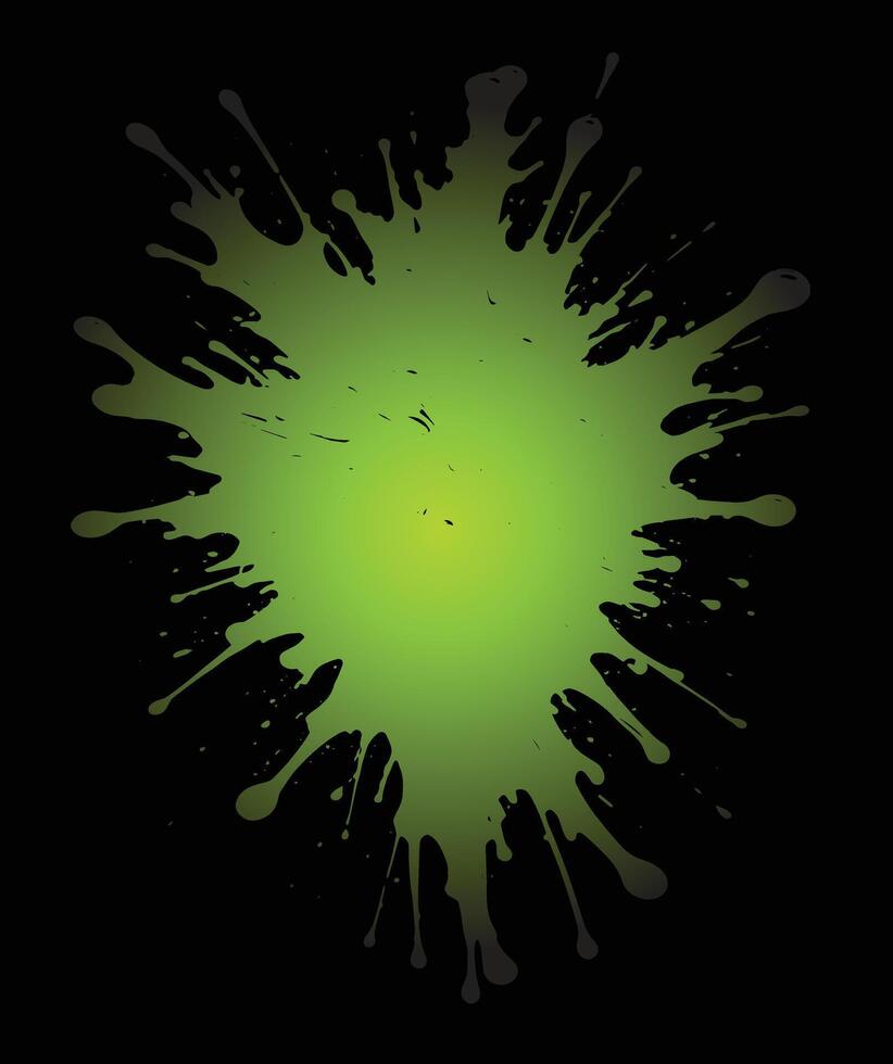 paint green splatter on black background vector