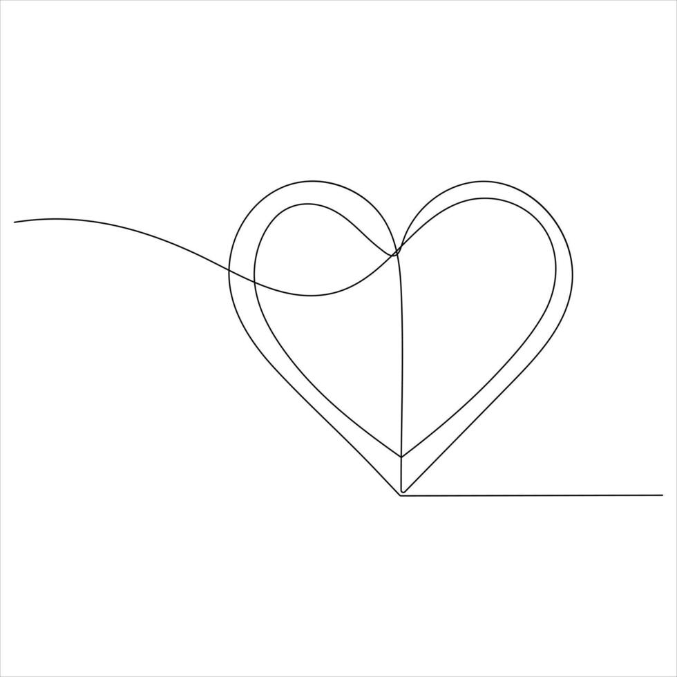 Continuous one line art drawing of Love Heart shape illustration vector