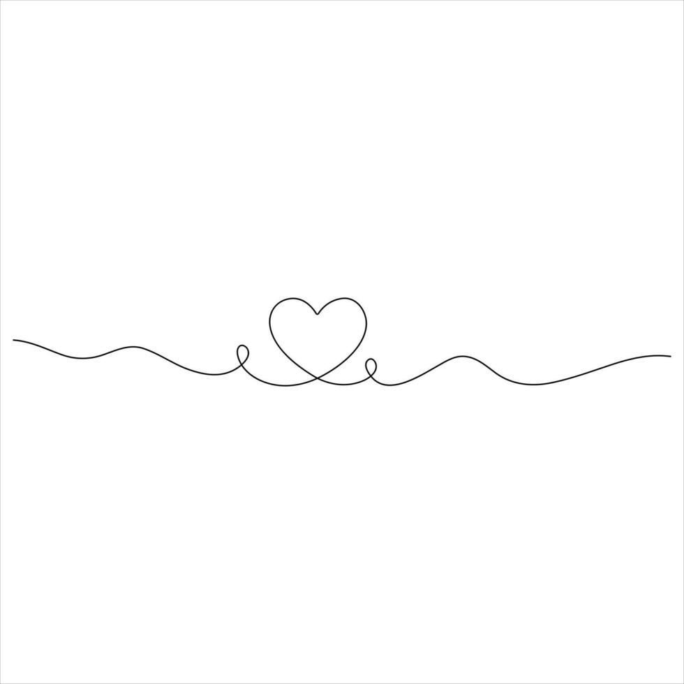 Simple Heart continuous oneline drawing illustration vector