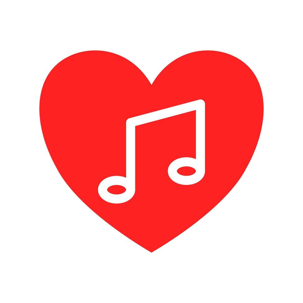 A heart symbol with a musical note, often representing a love for music. vector