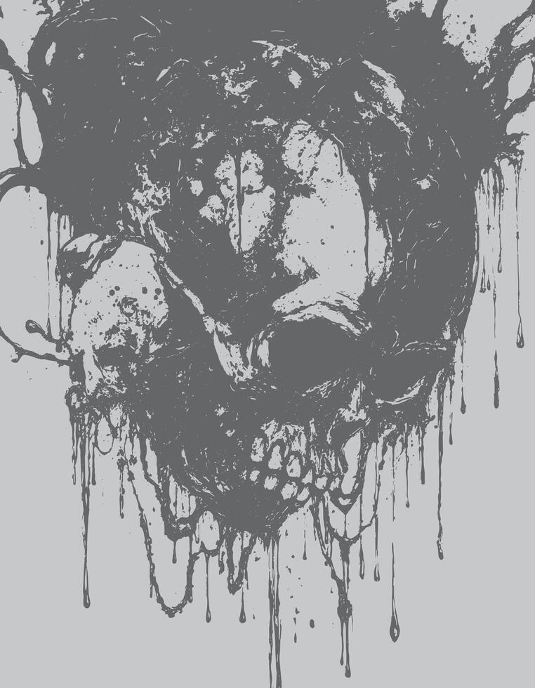 a skull with dripping paint on it vector