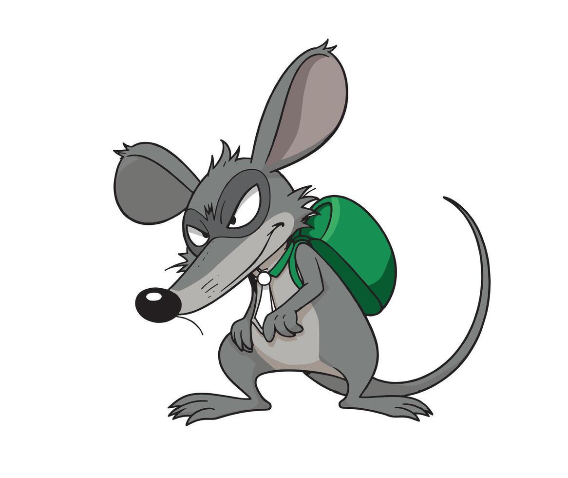 a cartoon mouse with a backpack vector