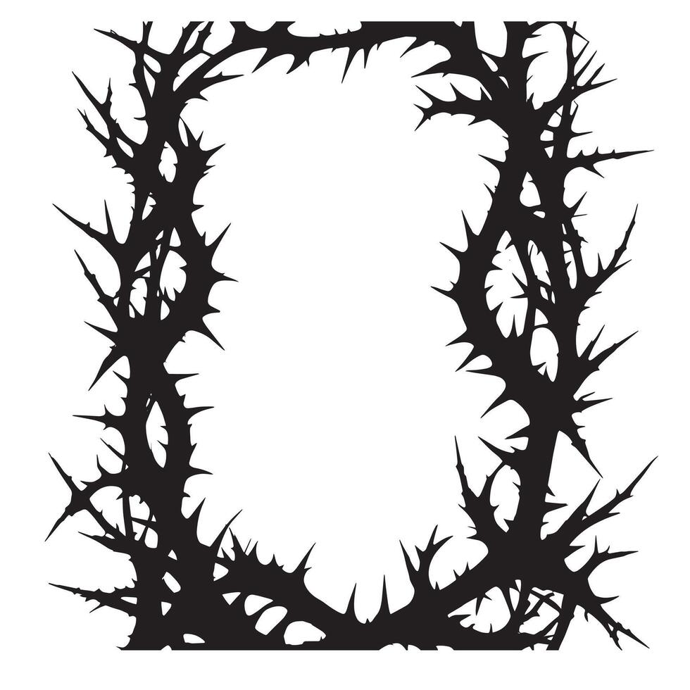 a black and white frame with a crown of thorns vector