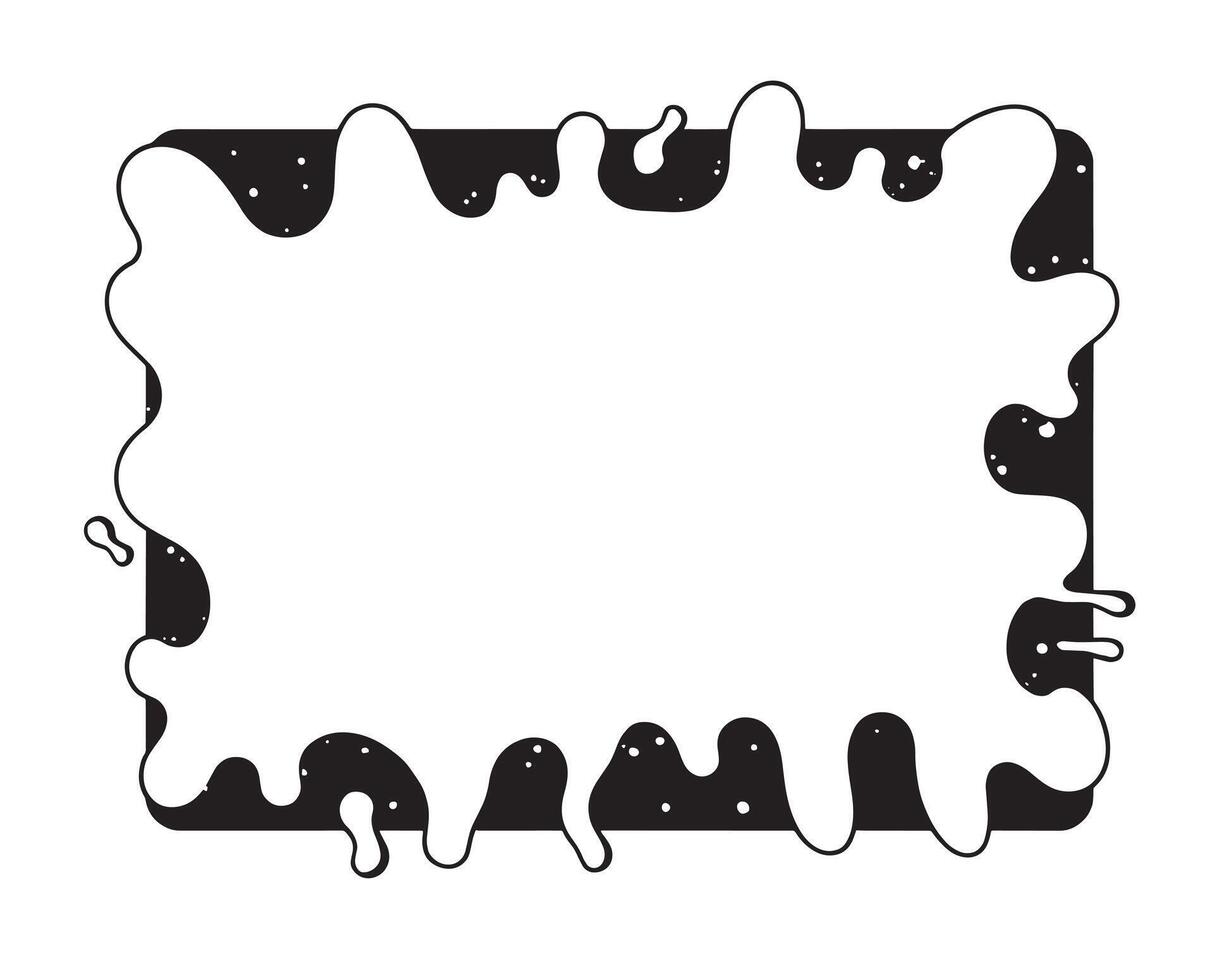a black and white drawing of a square with a black and white splatter vector