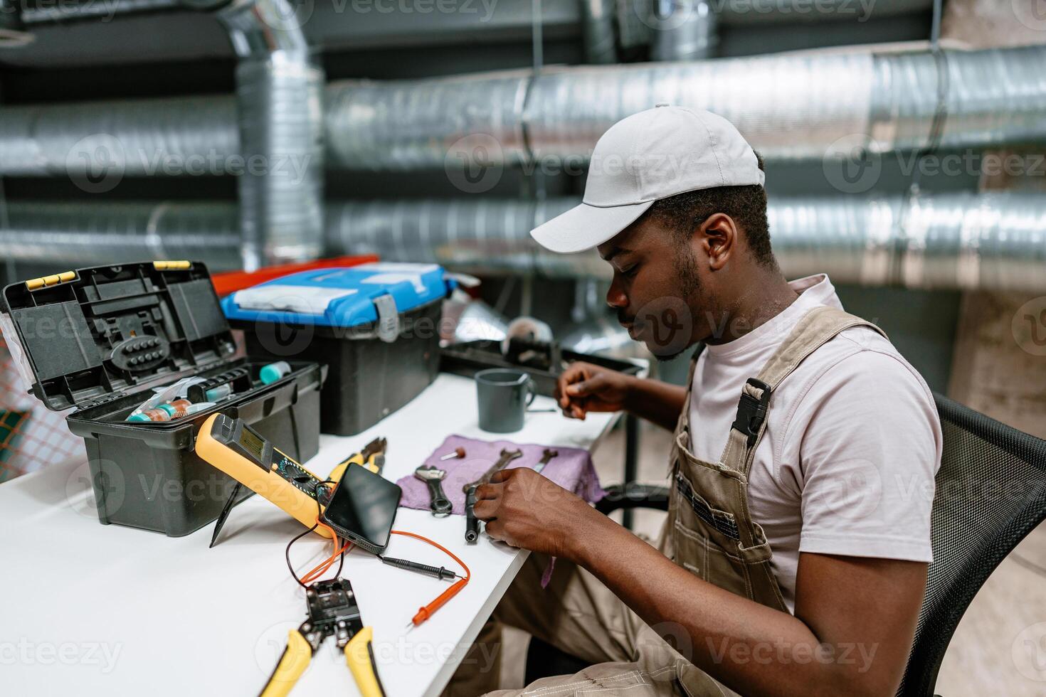 Crafting tools and precision work in a modern workshop setting during the afternoon photo