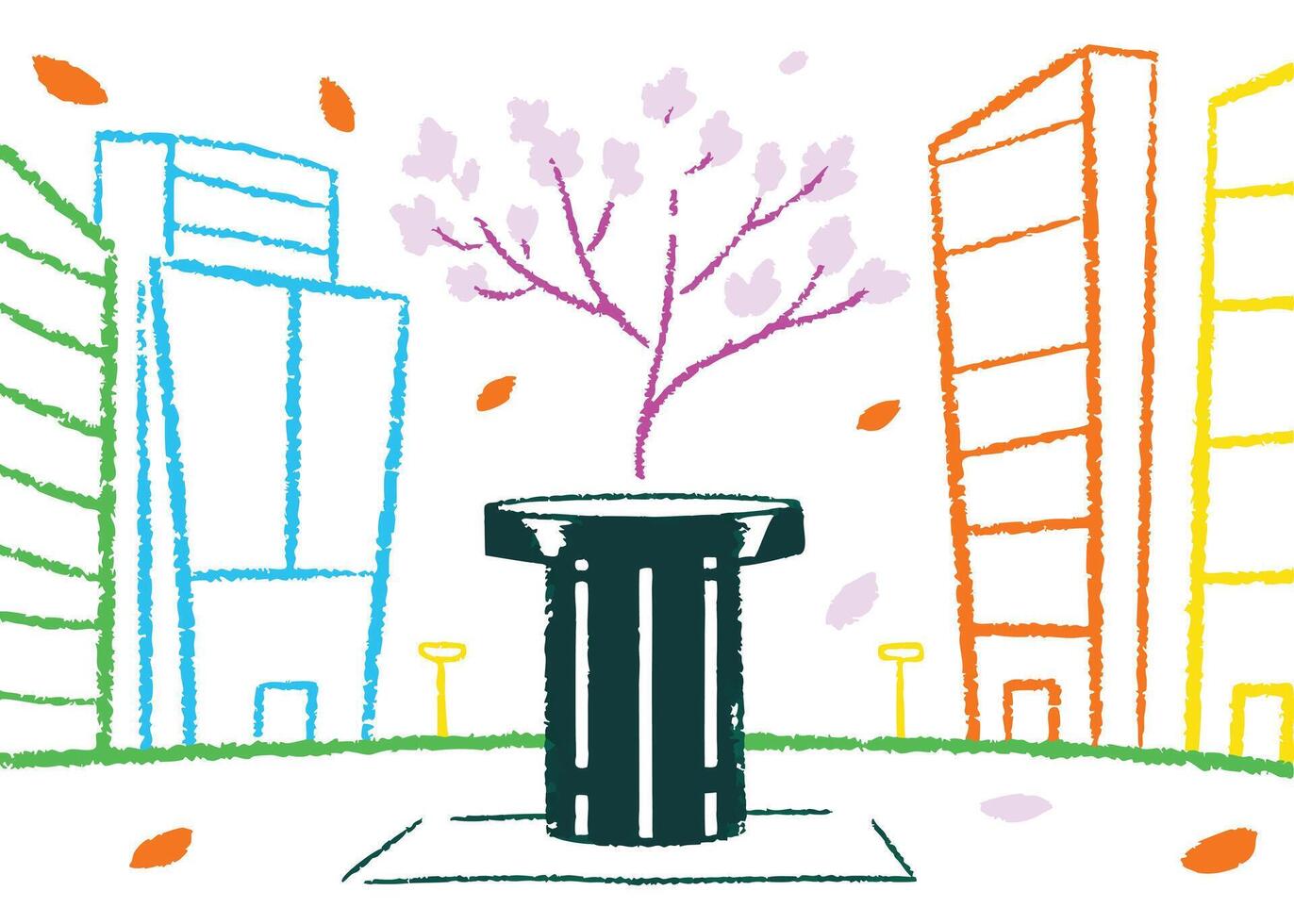 a city landscape featuring modern architecture, business towers, and a clear sky design vector
