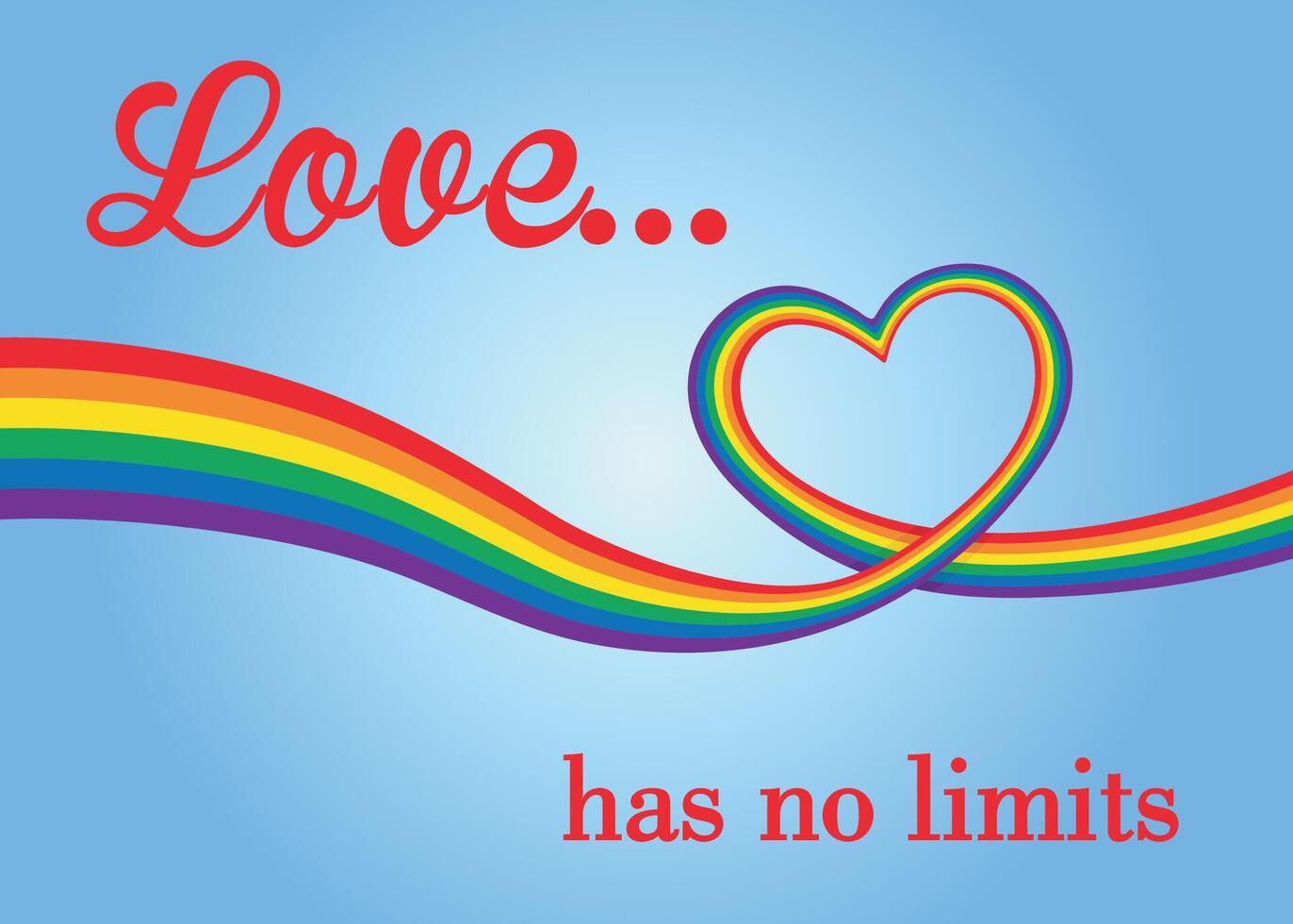 LGBTQ banner Pride rainbow flag in heart shape Love has no limits vector