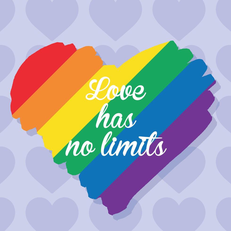 Love has no limits greeting card LGBTQ rainbow flag Heart card vector
