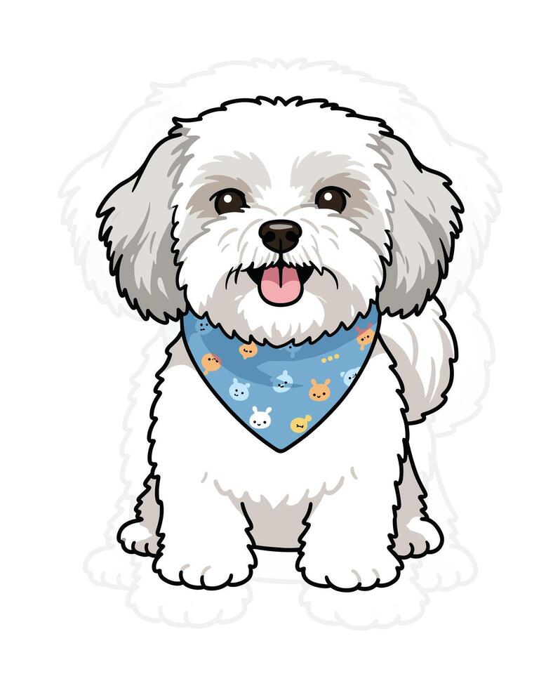 Cutre Havanese Bandana Canine Illustration vector