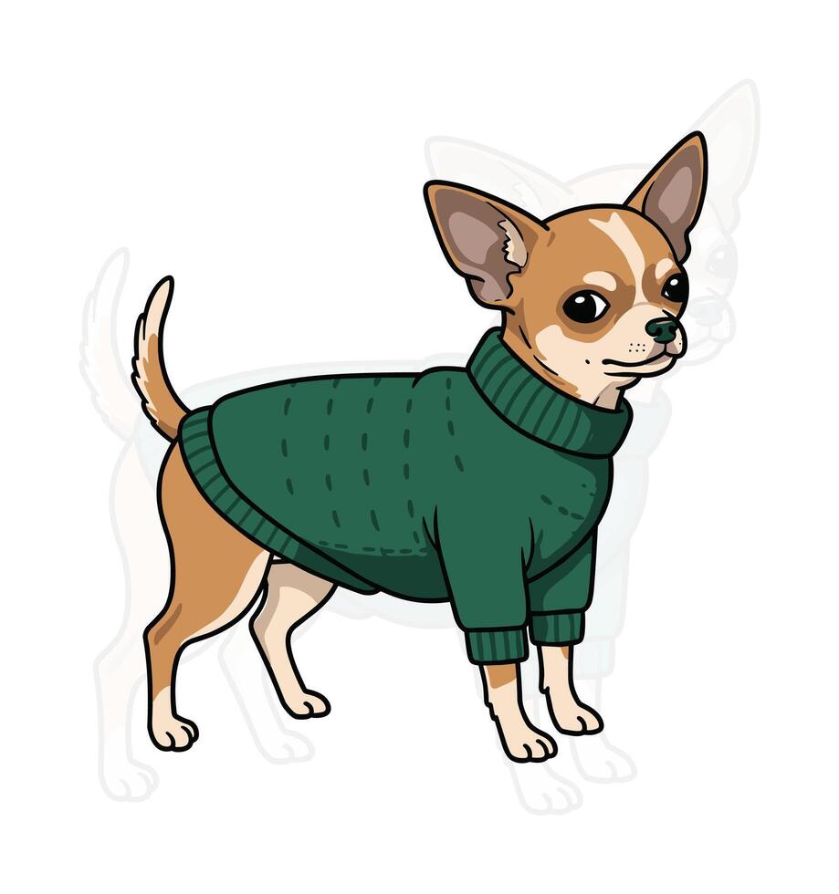 Cutre Chihuahua Sweater Clipart Graphic vector