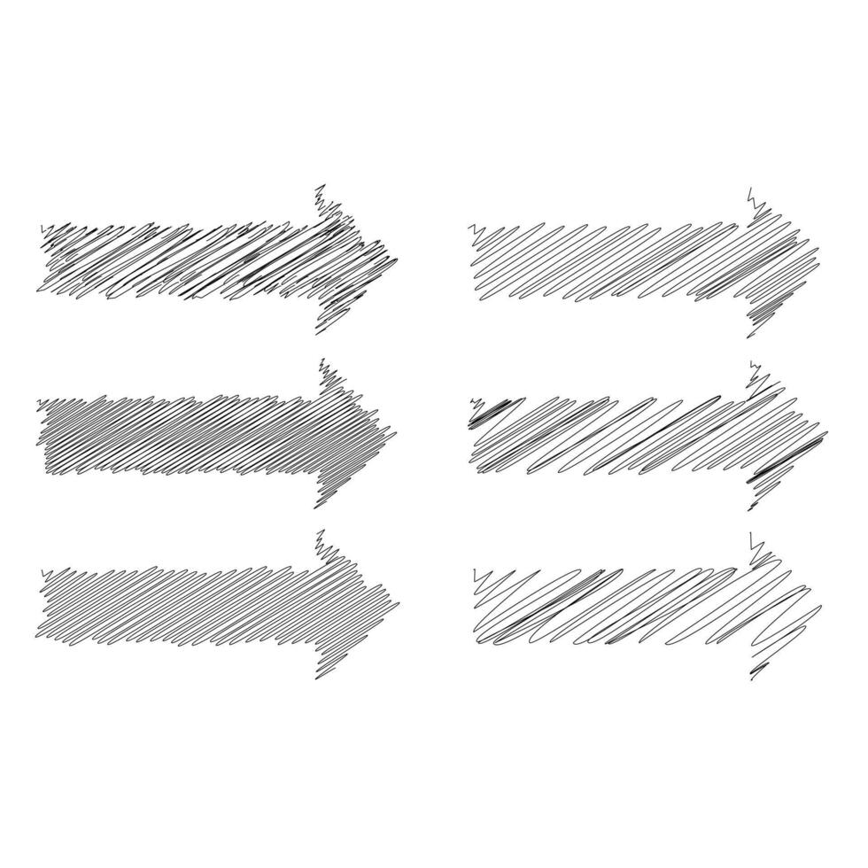An arrow sign drawn with black pen set vector