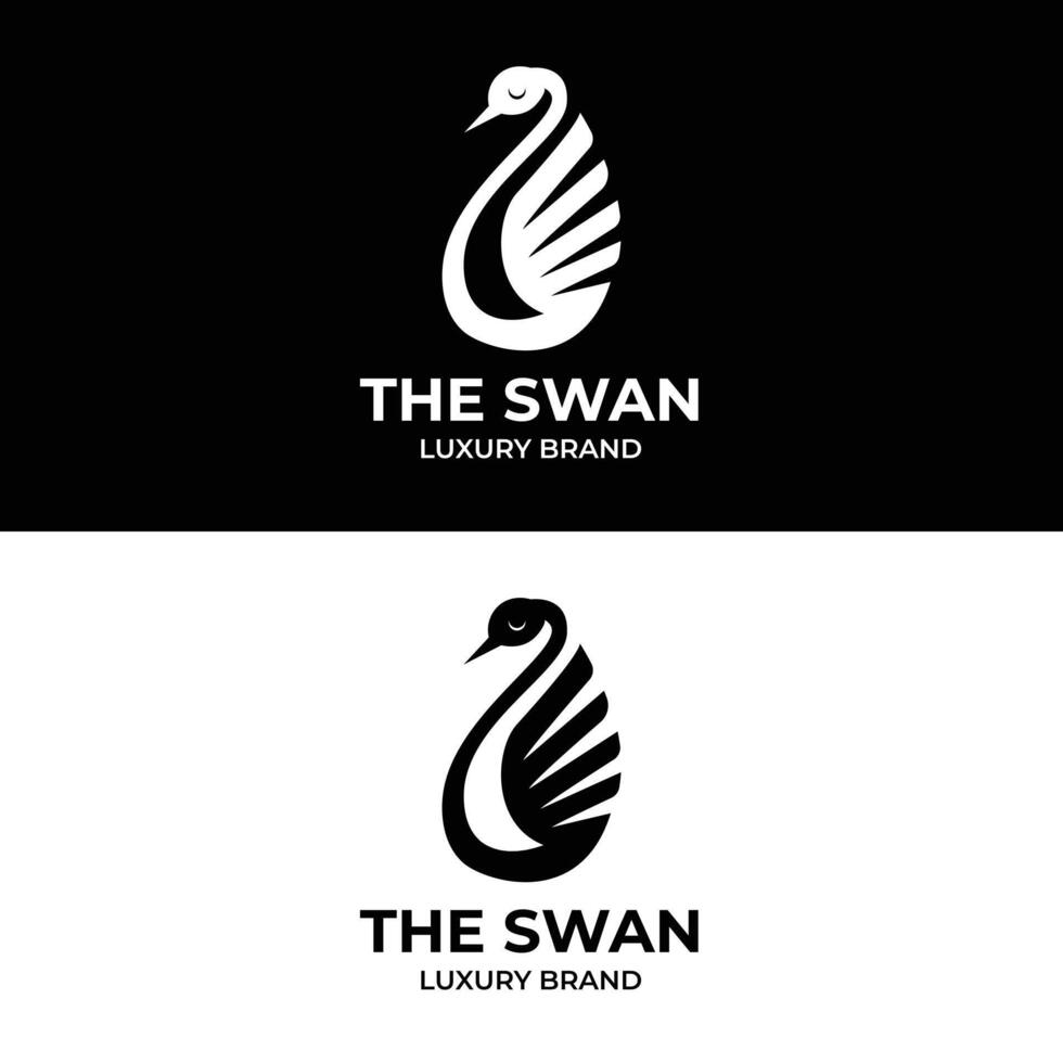 Swan logo for elegant luxury brand in classic black and white style vector