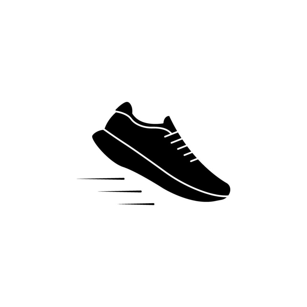 Sports shoes, sneakers black icon, flat design on white background. illustration vector