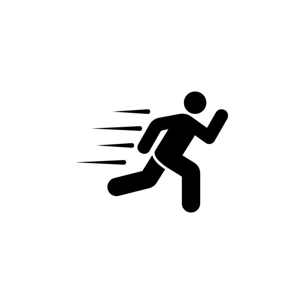 black fast running man icon, rush icon illustration vector