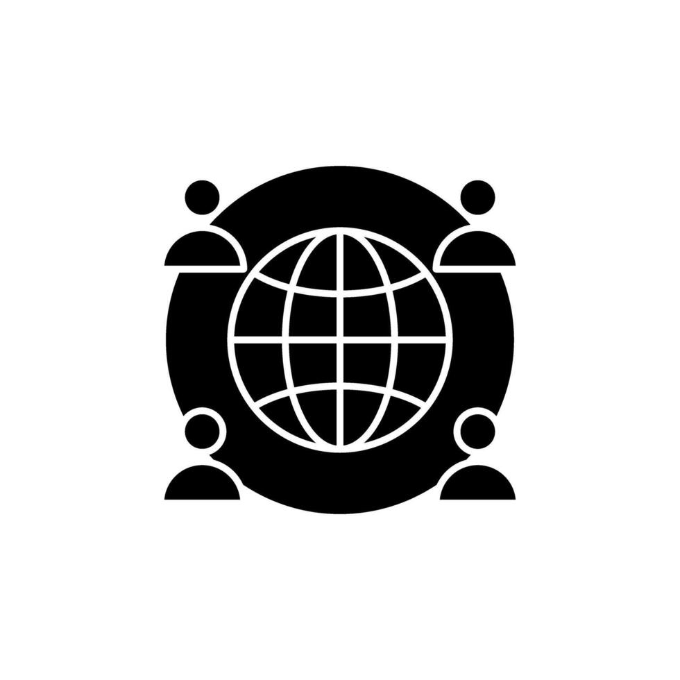 Globe and people, icon, illustration. vector