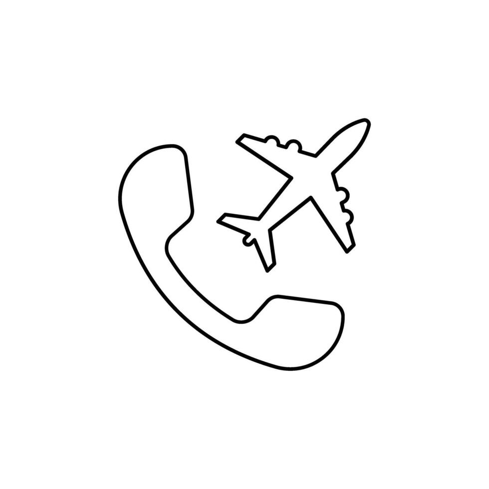 International roaming linear icon. Flight mode. Thin line illustration. Handset with plane. Contour symbol. isolated outline drawing. Editable stroke vector