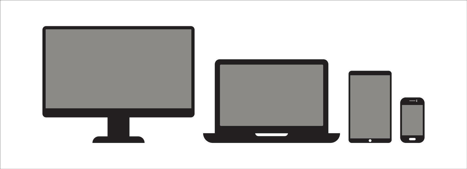 Realistic set of monitor, laptop, tablet, smartphone - Stock illustration. vector