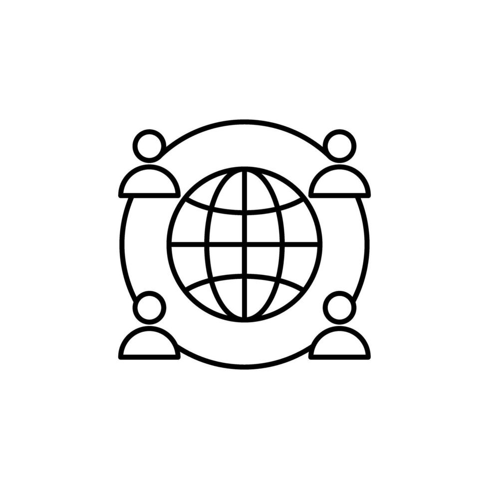 Globe and people, icon, illustration vector