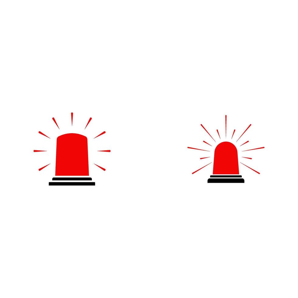 Red Emergency siren icon set with exclamation point symbol in flat style.Business concept for web,marketing,banner,mobile app and graphic design elements.Police alarm,Medical alert illustration vector