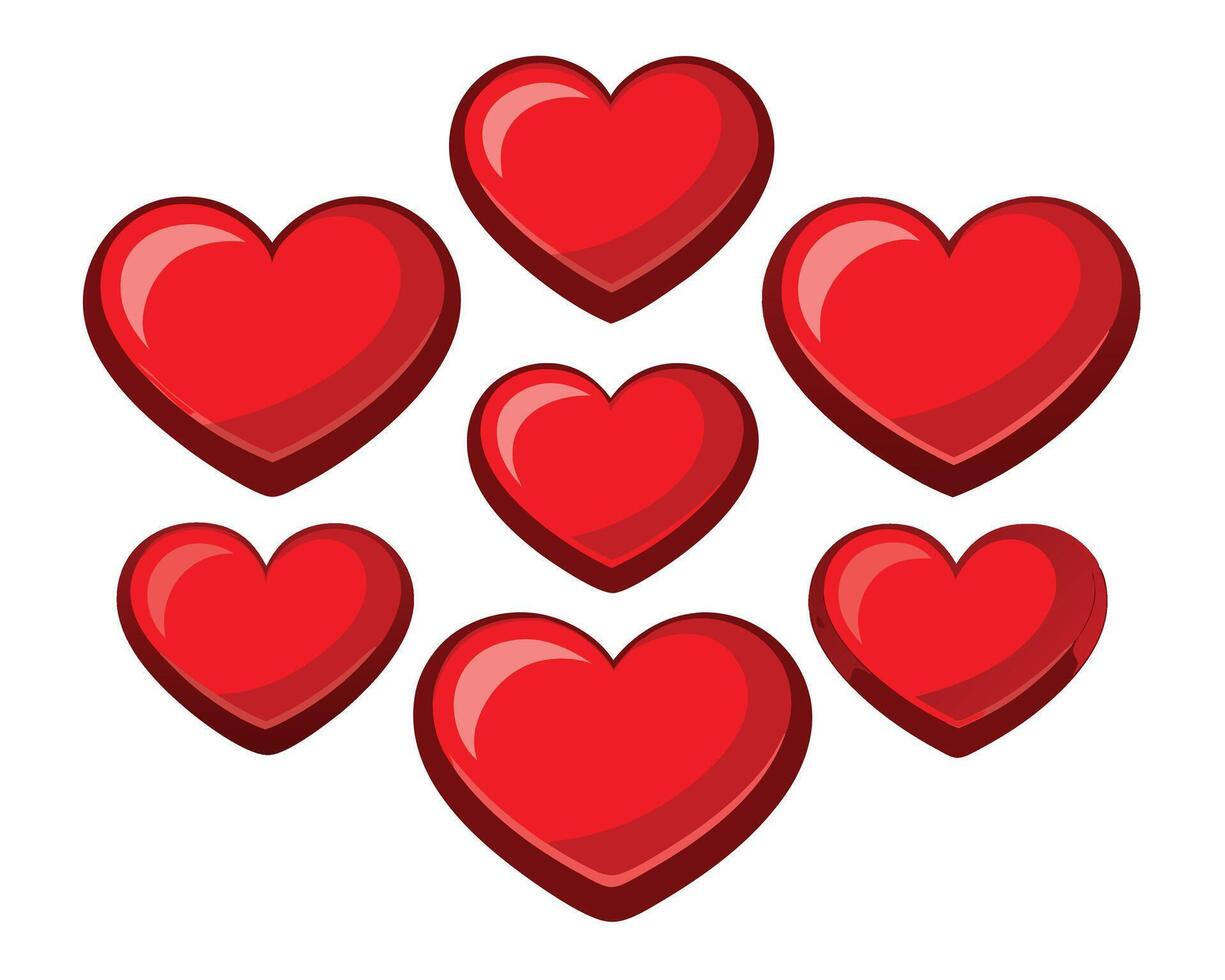 illustration of multiple red hearts arranged in a circle shape on a white background for design vector