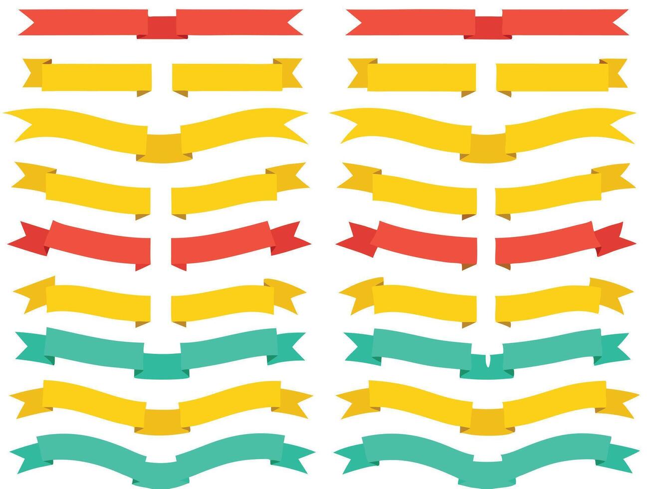 Collection of colorful ribbon banners with various shapes and styles isolated on white background vector