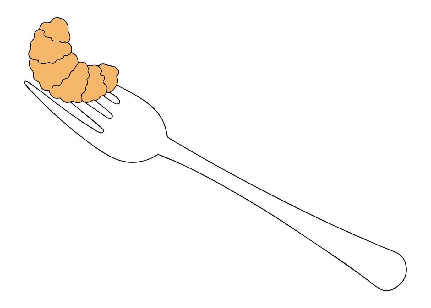 Simple illustration of a croissant speared by a fork ready for eating breakfast vector