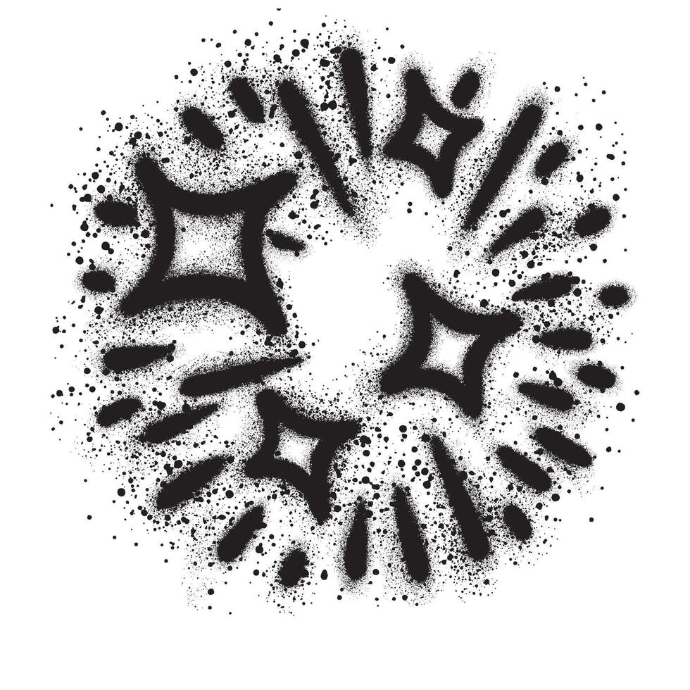 Radial explosion graffiti. Exploding bursts, round explosions cloud and exploded bomb effect with black spray paint. EPS 10 vector