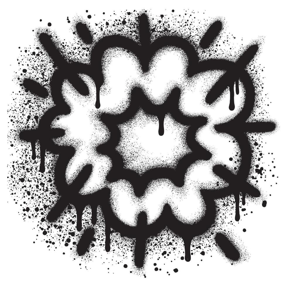 Radial explosion graffiti. Exploding bursts, round explosions cloud and exploded bomb effect with black spray paint. vector