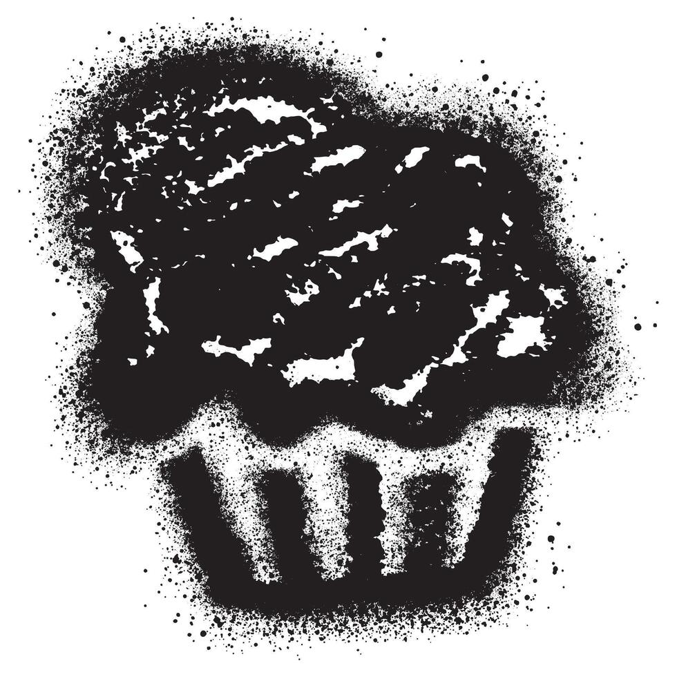 Cupcakes graffiti with black spray paint. vector
