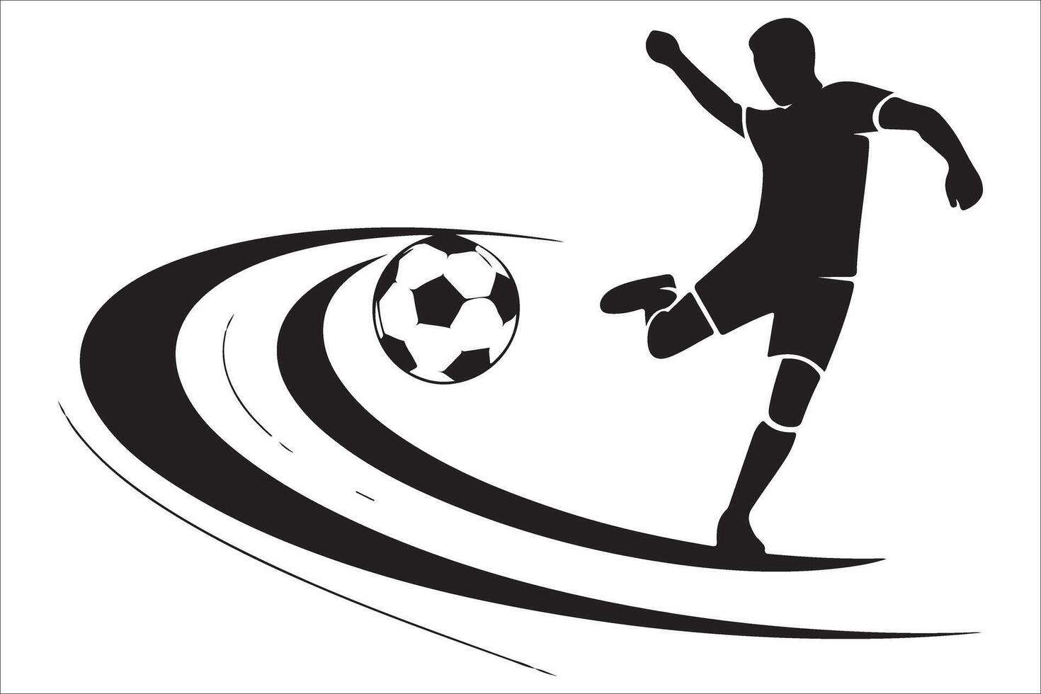 Soccer player kicking ball illustration vector