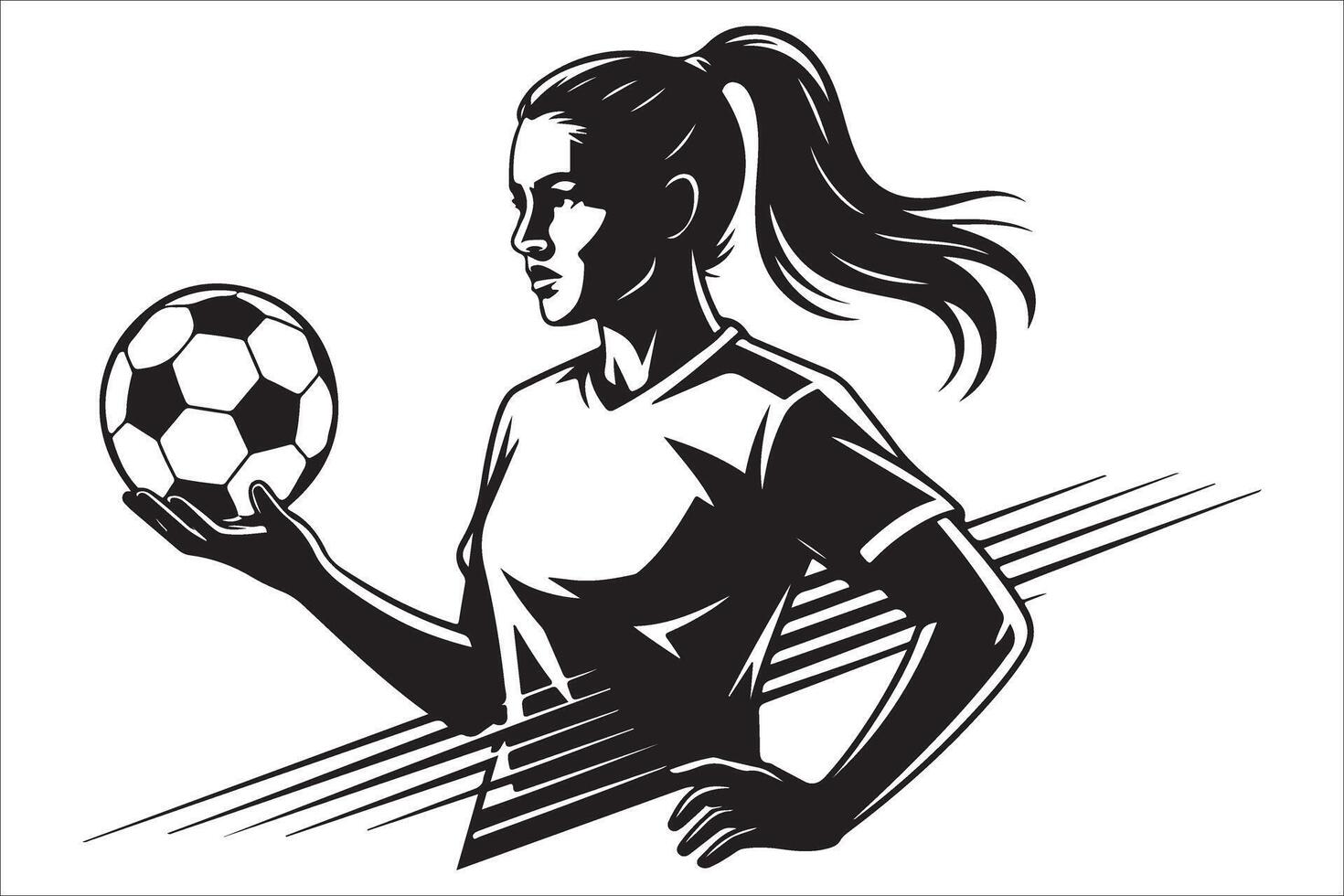 A woman holding a soccer ball in her hand vector