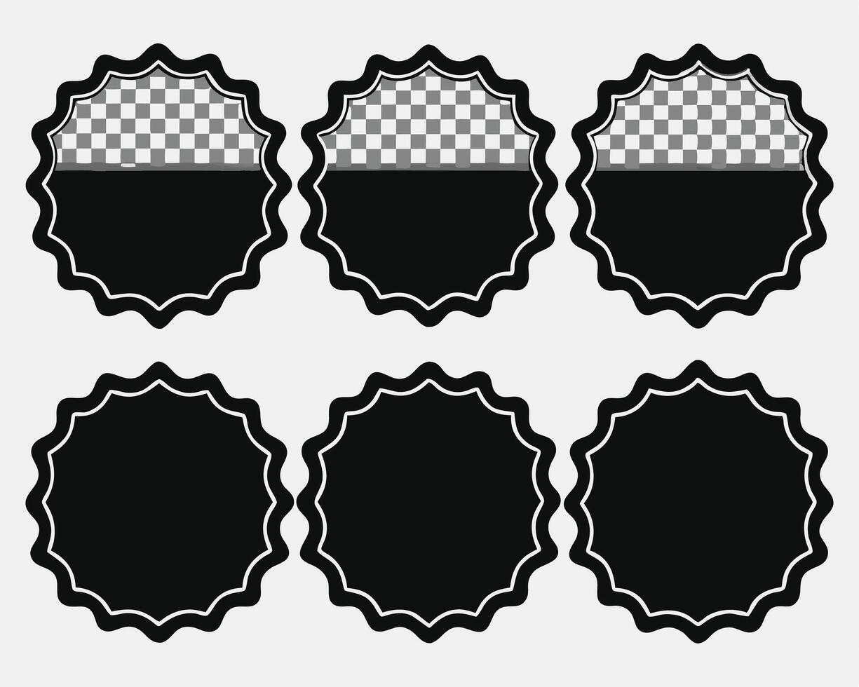 Elegant scalloped frame badges with checkered backgrounds and customizable space for content vector