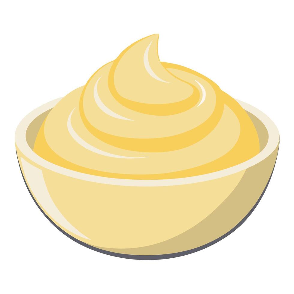 Creamy yellow sauce in a bowl illustration perfect for food related projects and culinary themes vector