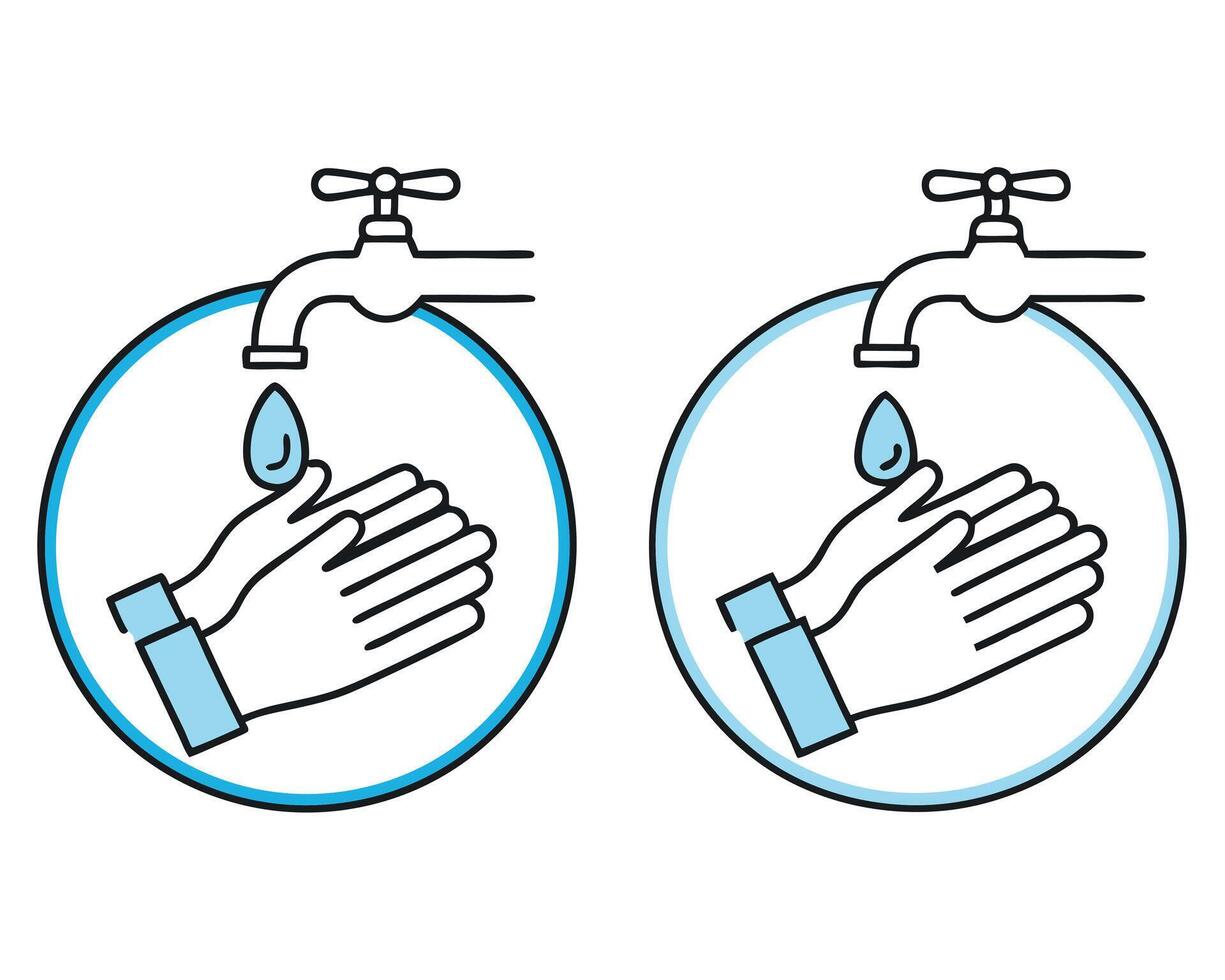 Simple illustration of handwashing procedure depicting hygiene and health guidance for preventing germs vector