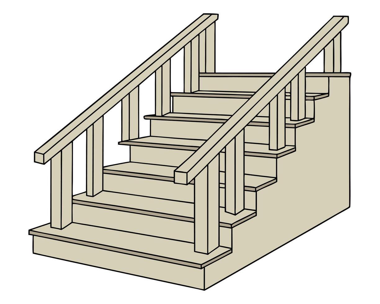 Simple illustration of a staircase with handrails for architectural and interior design concepts vector