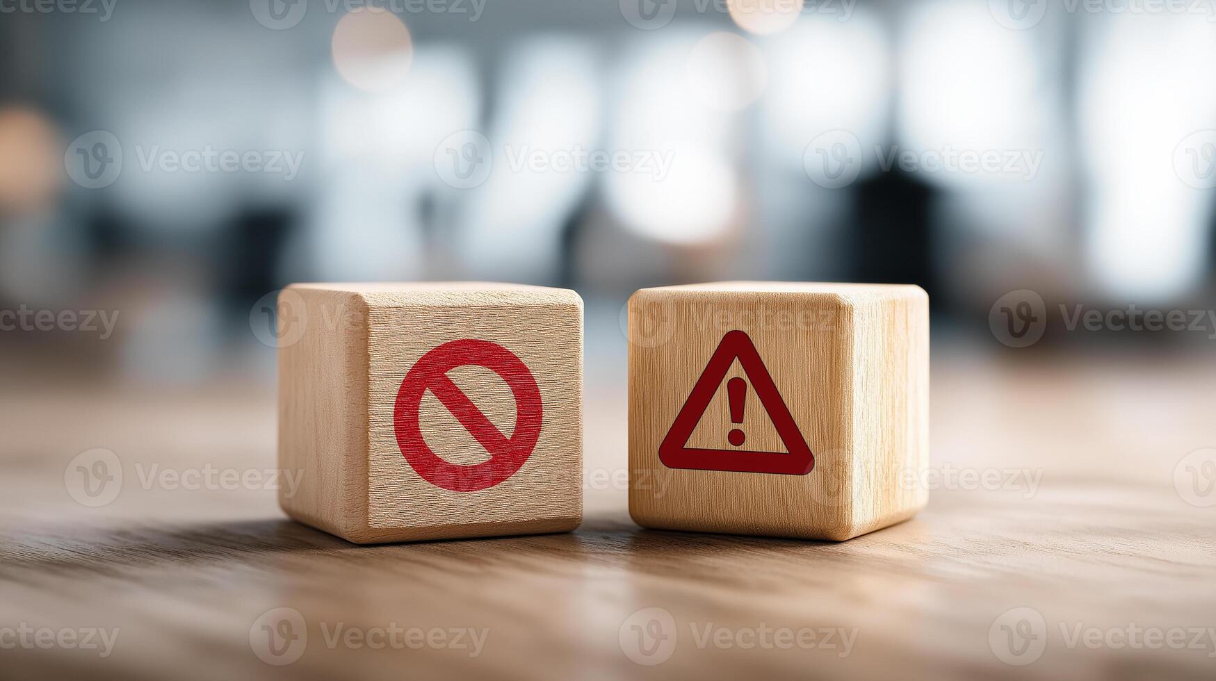 Restriction Alerts for Hazard Control and Compliance Strategies. Safety Enforcement, Risk Reduction and Regulatory Standards. Business Wooden Cubes photo
