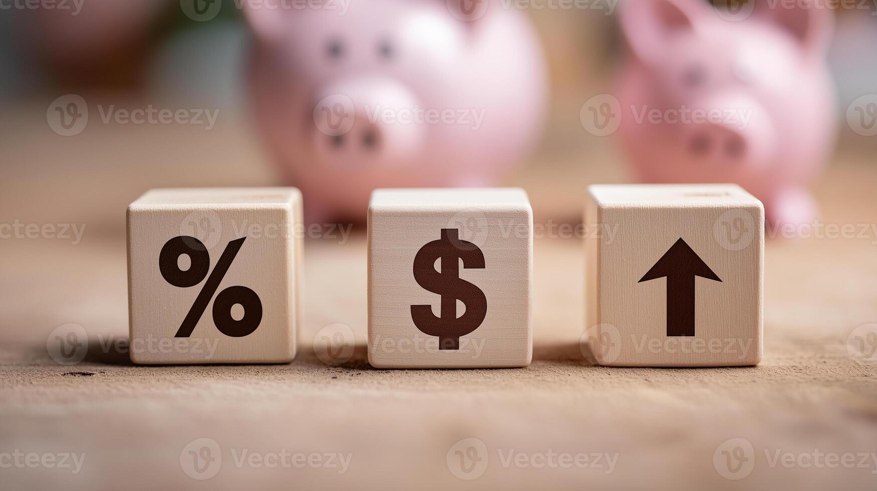 Personal Savings Growth With Profit Optimization, Income Boost and Financial Planning Strategies, Budget Management, Wealth Building and Economic Success, Business Wooden Cubes photo