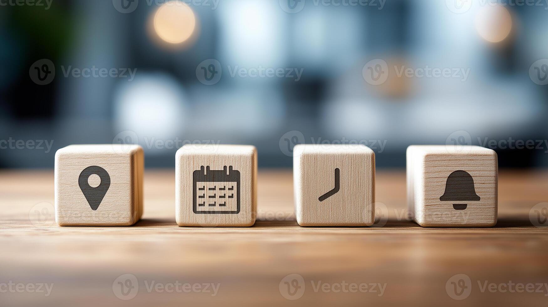 Event Scheduling Tools for Time Management and Location Based Notifications. Calendar Planning, Reminder Systems, And Organizational Efficiency. Business Deadline Concept Wooden Cubes photo