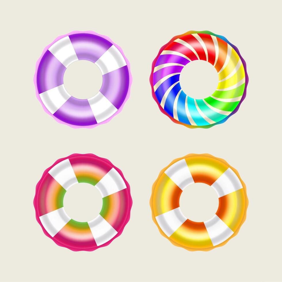 Four inflatable swim rings are displayed vector