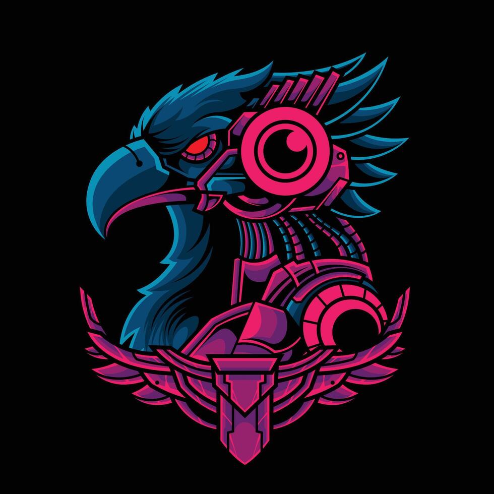 Robotic Eagle with Mecha Frame Illustration vector