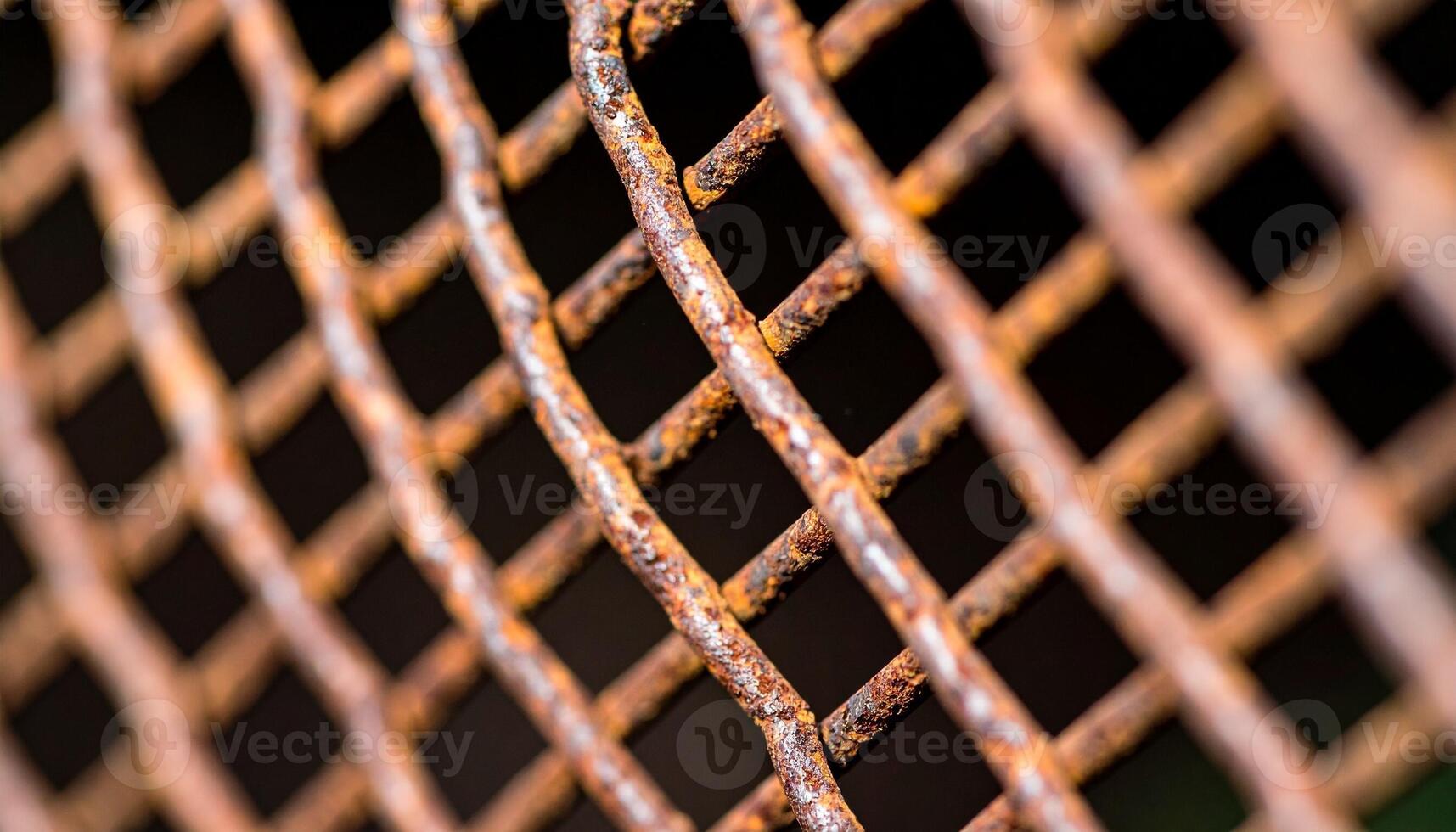 Rusting Metal Grid Shows Intricate Patterns and Textures, Highlighting Nature's Reclamation of Industrial Materials photo