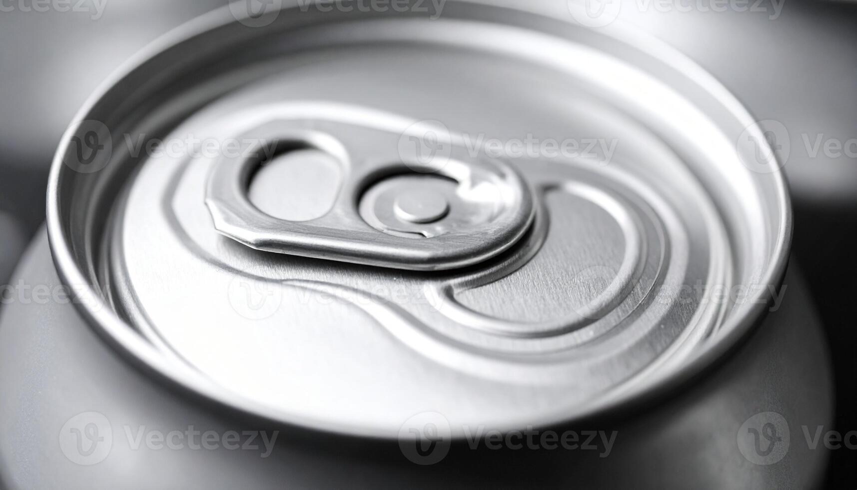 Close-up View of a Metal Beverage Can Top With a Pull Tab Showing Intricate Details and Shiny Finish photo