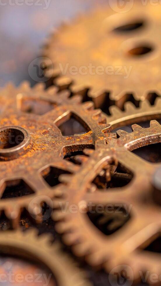 Rusty Gears Display Intricate Design and Texture in Industrial Setting During Soft Natural Light photo