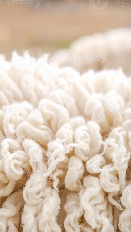 Fluffy White Textures Create a Cozy Atmosphere in a Wool Fabric Close-Up During Daylight photo
