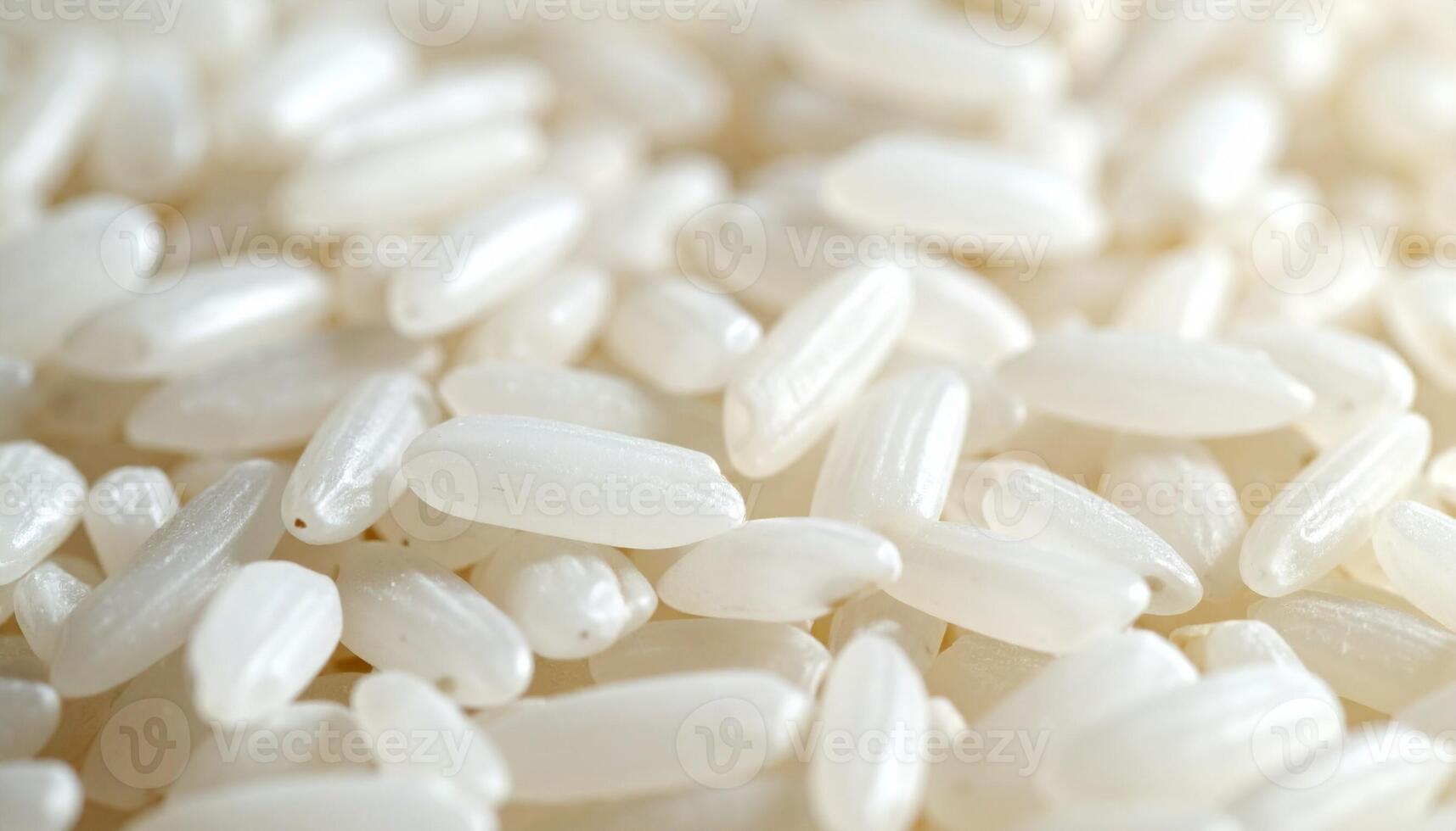 Close-up View of Uncooked White Rice Grains on a Neutral Background Showcasing Their Delicate Texture and Natural Shine photo