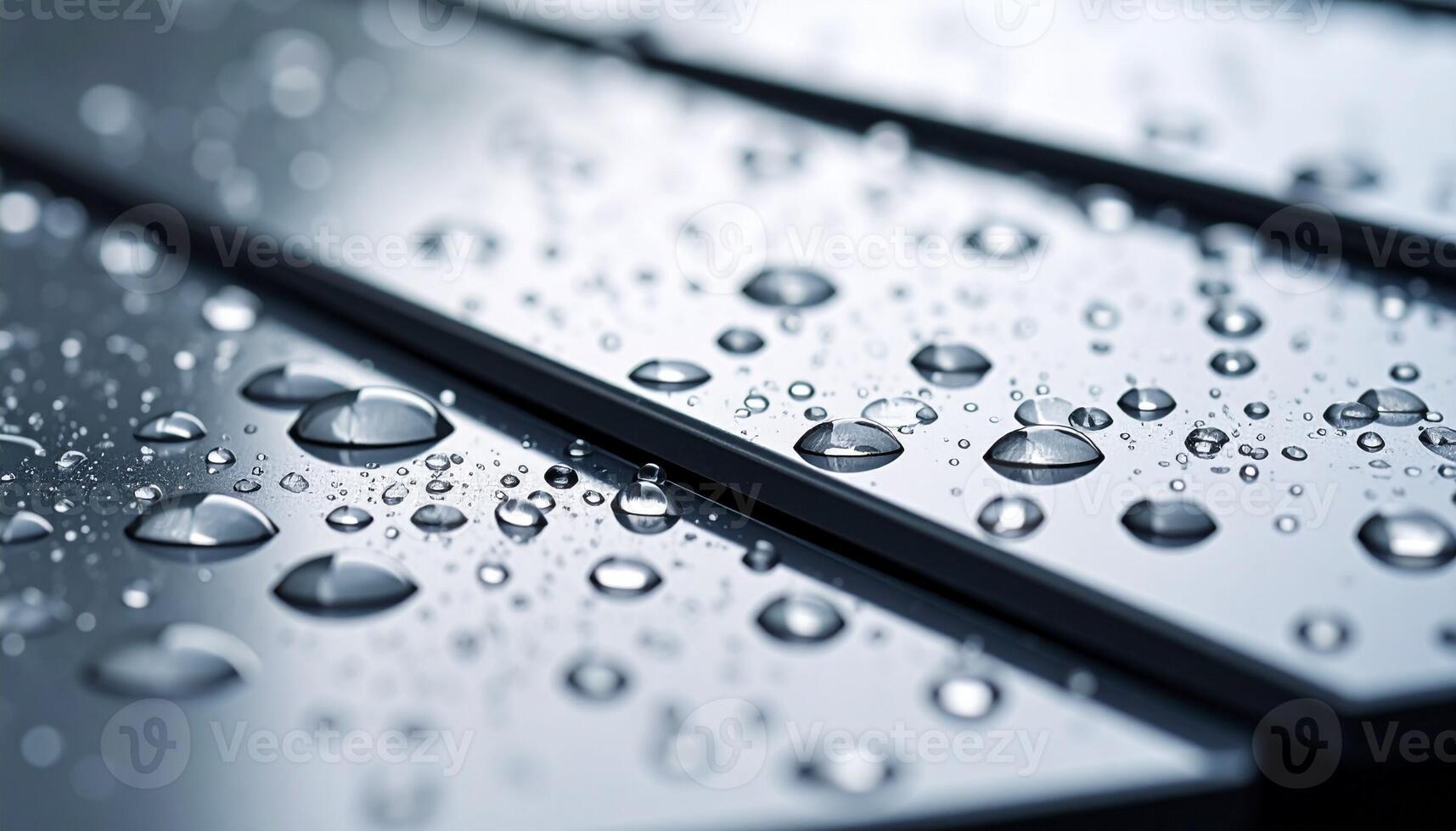 Water Droplets on Metallic Surface Create Mesmerizing Patterns After a Rain Shower in Urban Setting photo