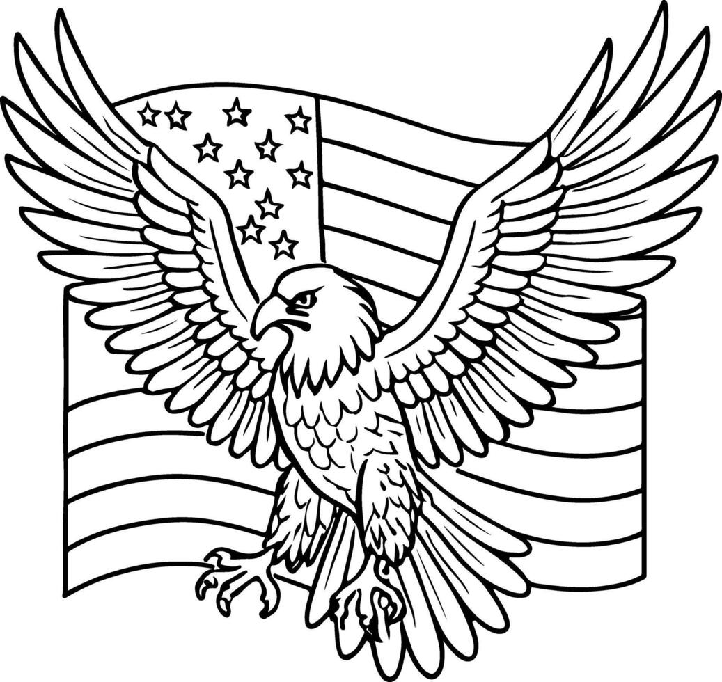 Bald eagle with American flag as patriotic symbol vector