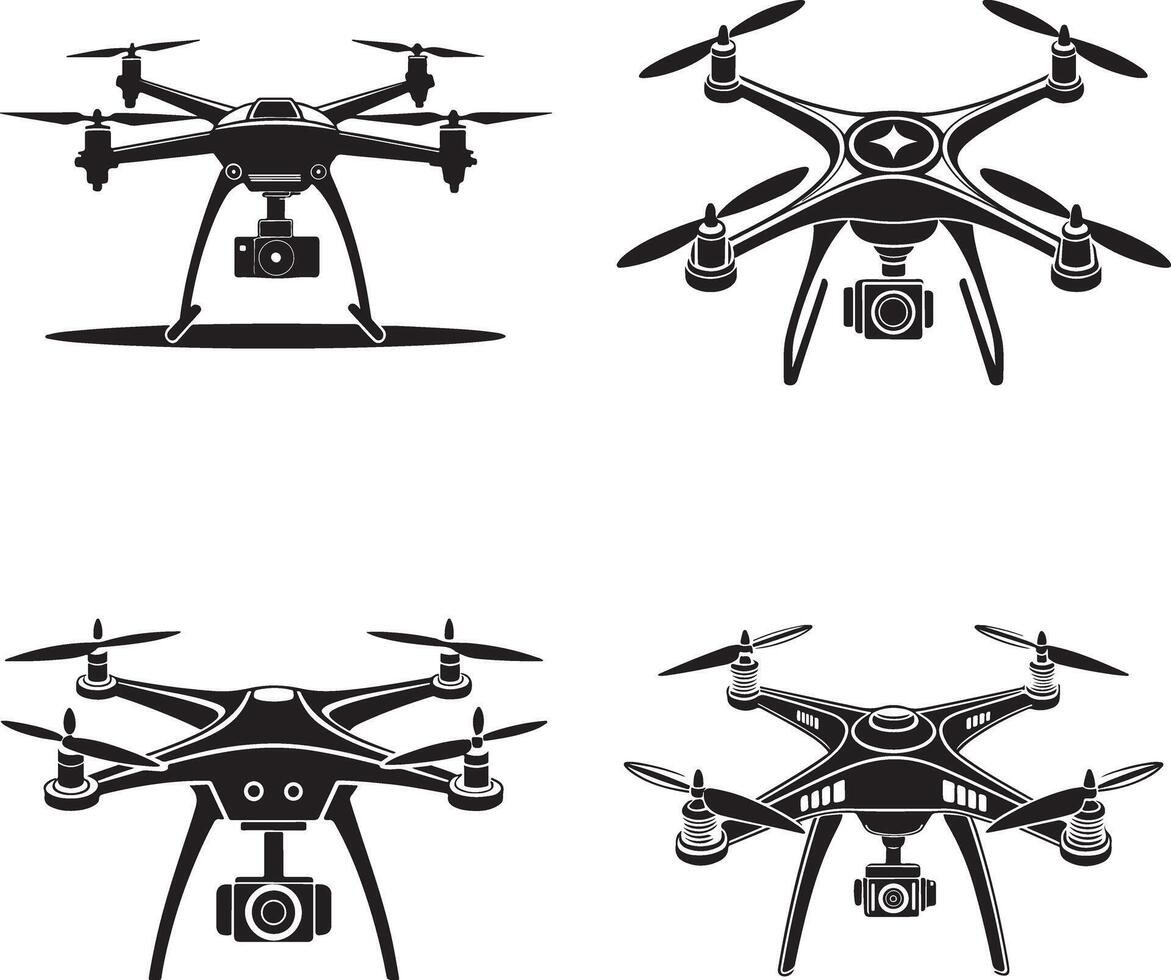 Drone Silhouette Set for Printing vector
