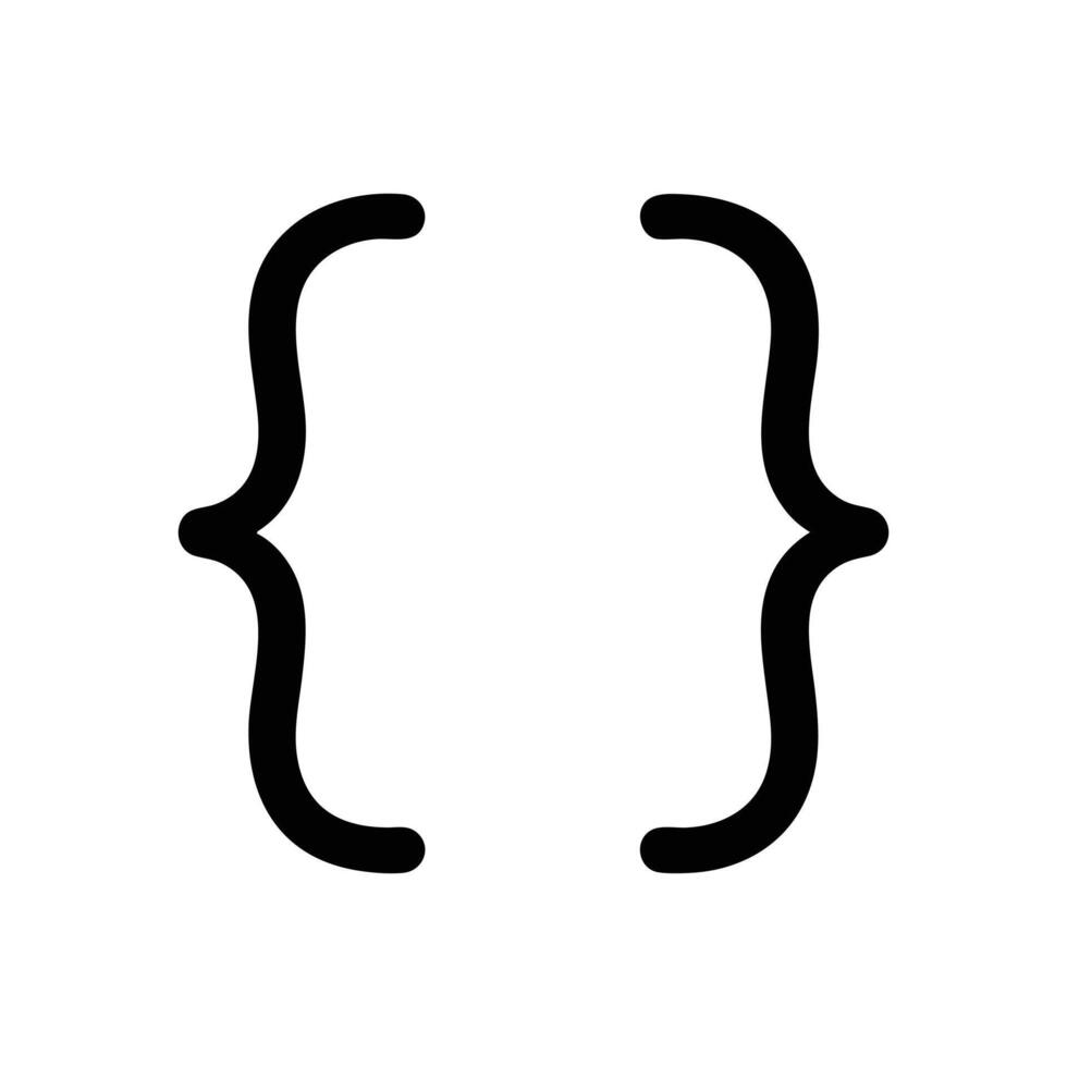 Curly Braces Code Scope Outline Icon vector