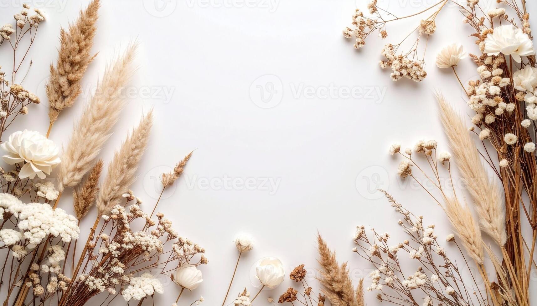 Elegant Display of Dried Flowers Arranged on a Neutral Background for Home Decor or Floral Design Inspiration photo
